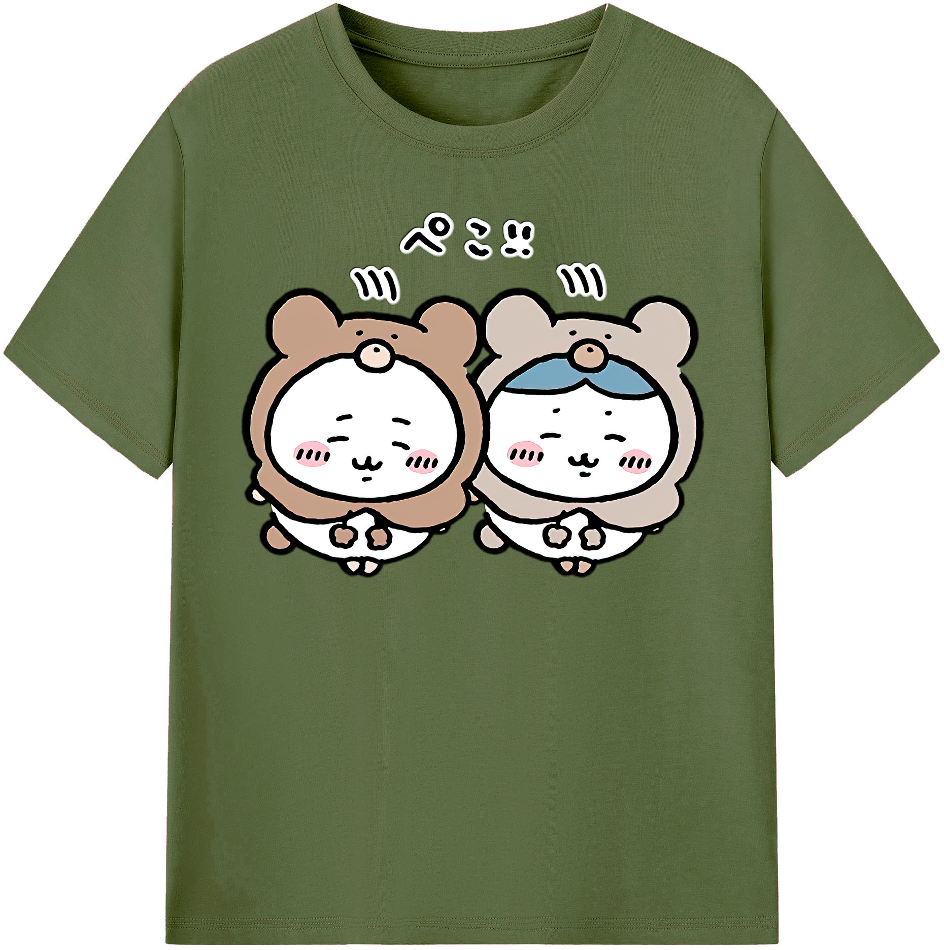 （画像用） ちいかわ ハチワレ Chii-kawa hachiware 綿100％半袖Tシャツ（フロントプリント）